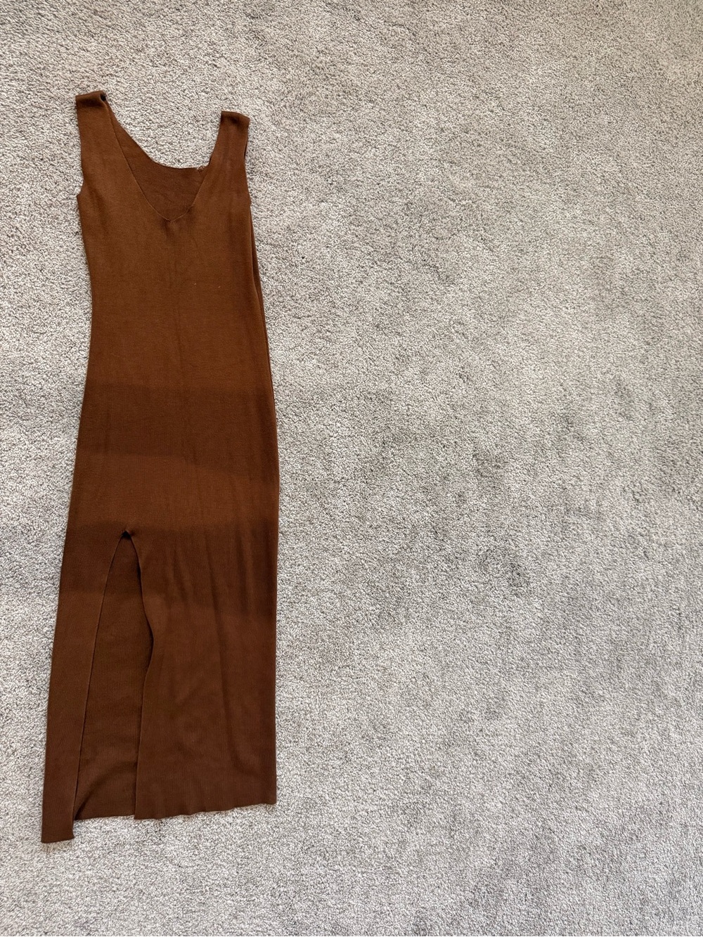 Backless Knit Maxi Dress - Brown